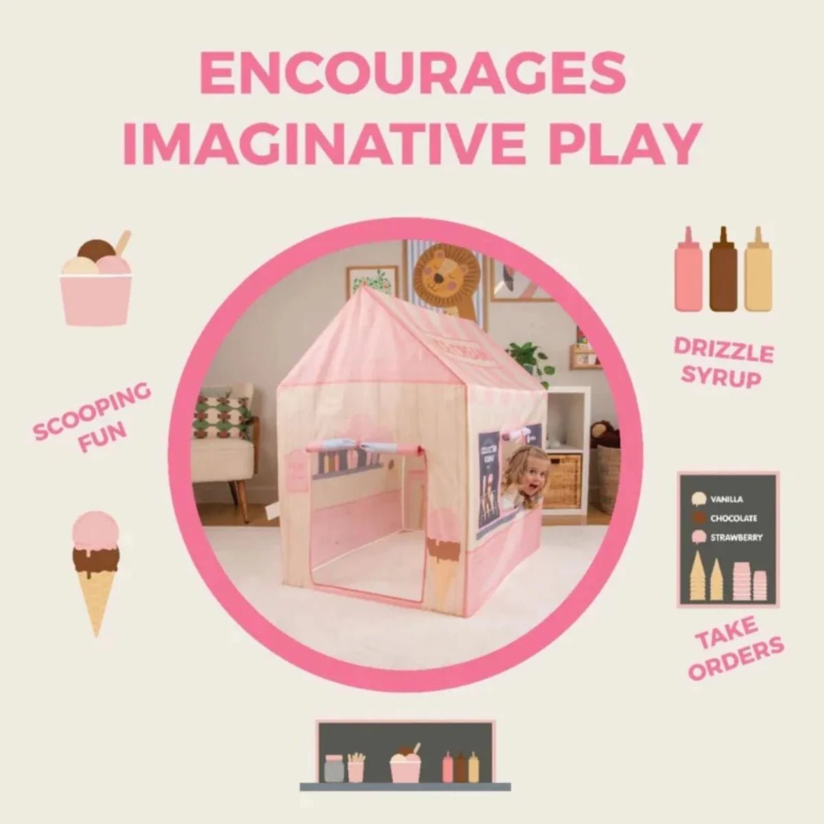 Mookie Activo Pop-Up Tent - Ice Cream | Luxury Home Accessories | Heulog Glow