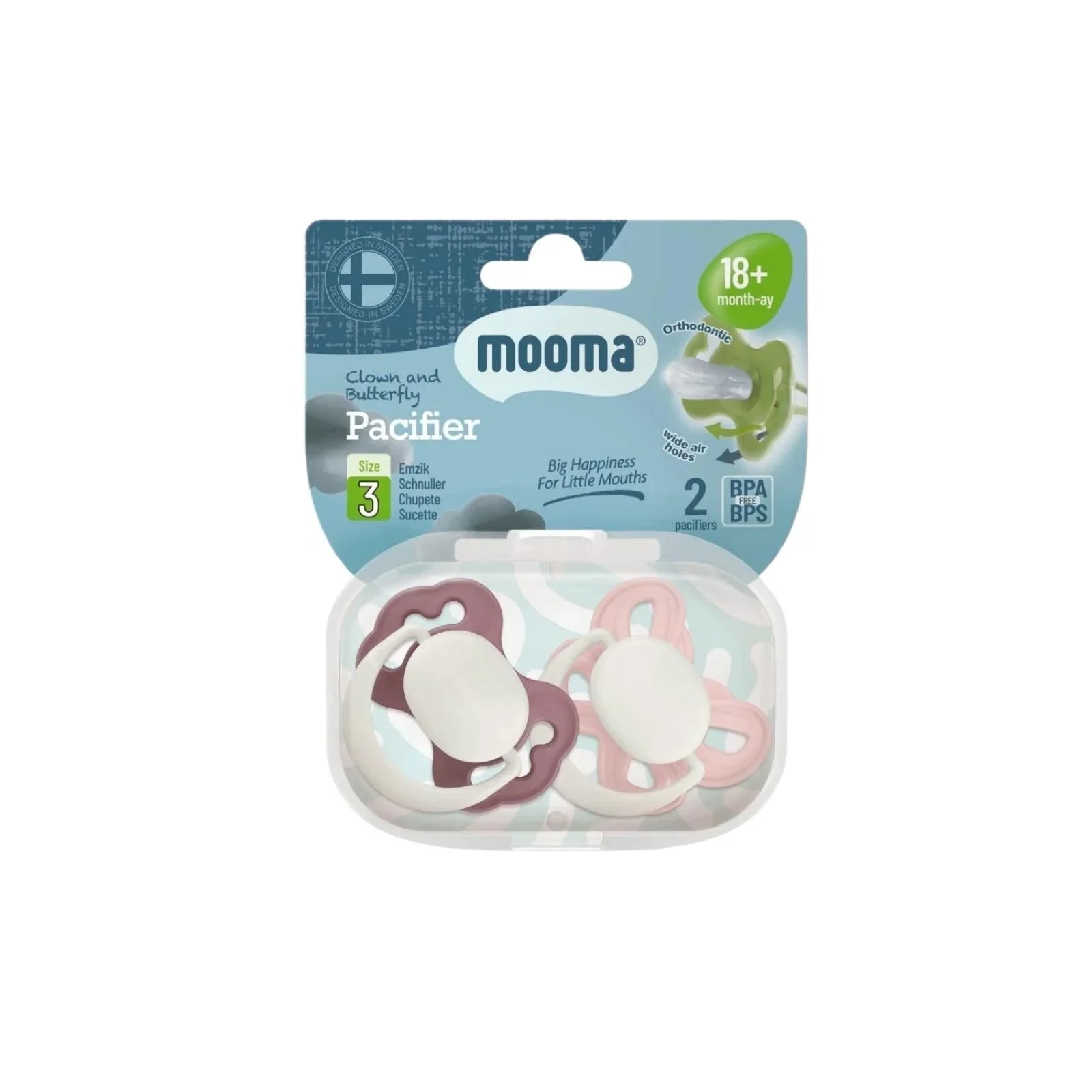 Mooma Clown & Butterfly Soothers 18+ months Pack of 2 - Brownish Purple & Baby Pink | Luxury Home Accessories | Heulog Glow