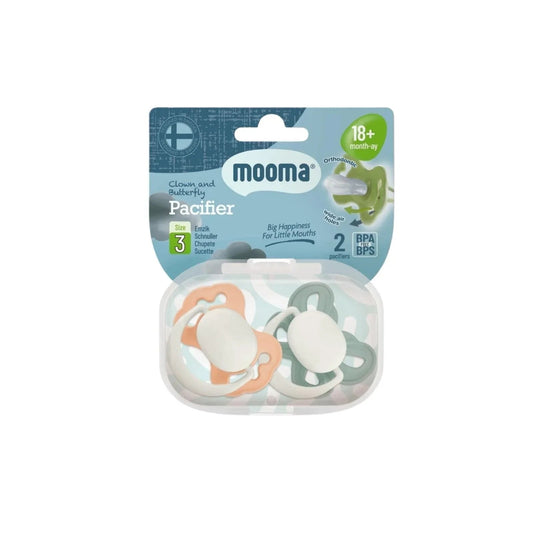 Mooma Clown & Butterfly Soothers 18+ months Pack of 2 - Light Orange & River Green | Luxury Home Accessories | Heulog Glow