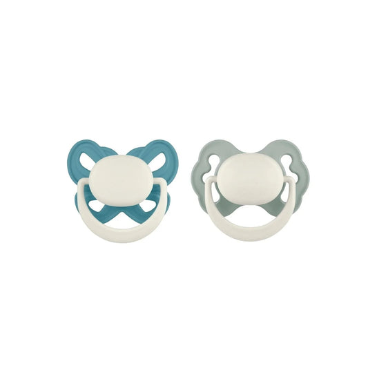 Mooma Clown & Butterfly Soothers 18+ months Pack of 2 - River Green & Ball Blue | Luxury Home Accessories | Heulog Glow