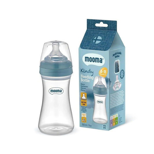 Mooma Kindy Bottle Medium Flow 6-18 months 250ml - Ball Blue | Luxury Home Accessories | Heulog Glow