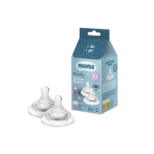 Mooma Kindy Silicone Teats Slow Flow 0-6 months Pack of 2 | Luxury Home Accessories | Heulog Glow