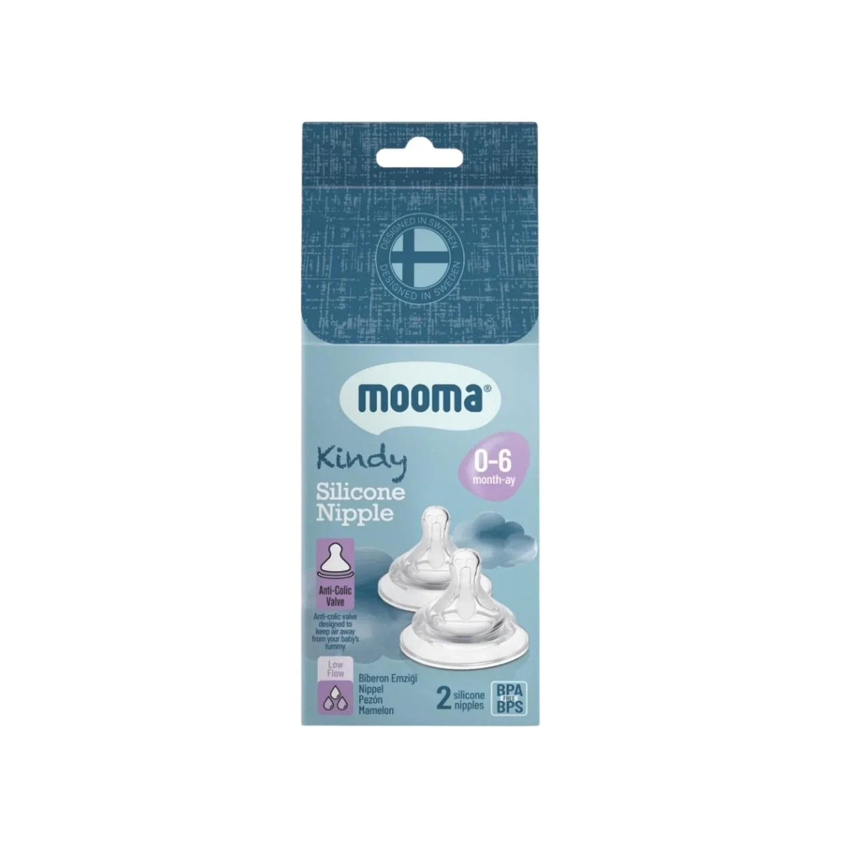 Mooma Kindy Silicone Teats Slow Flow 0-6 months Pack of 2 | Luxury Home Accessories | Heulog Glow