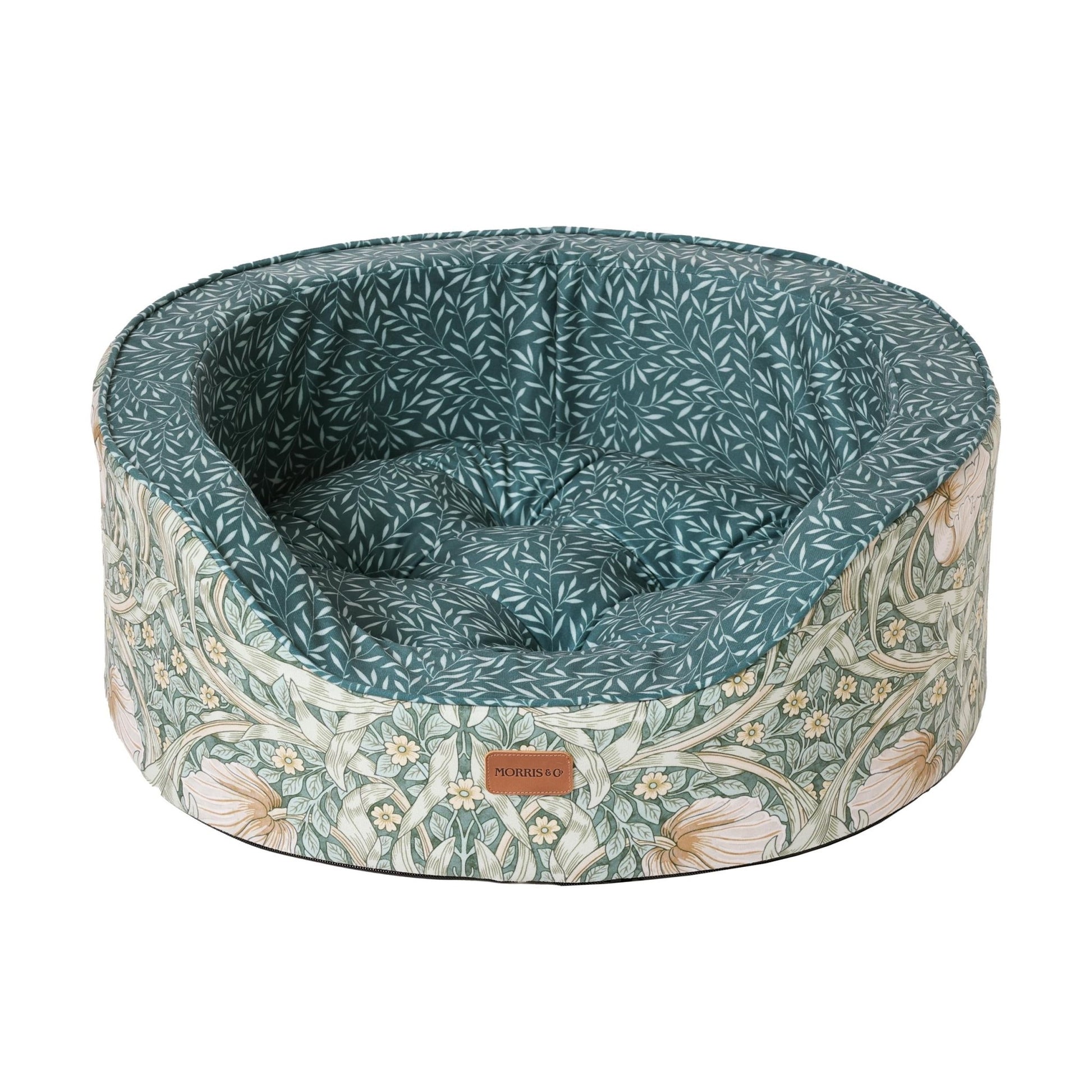 Morris & Co Pimpernel and Lily Leaf Oval Bed | Luxury Home Accessories | Heulog Glow