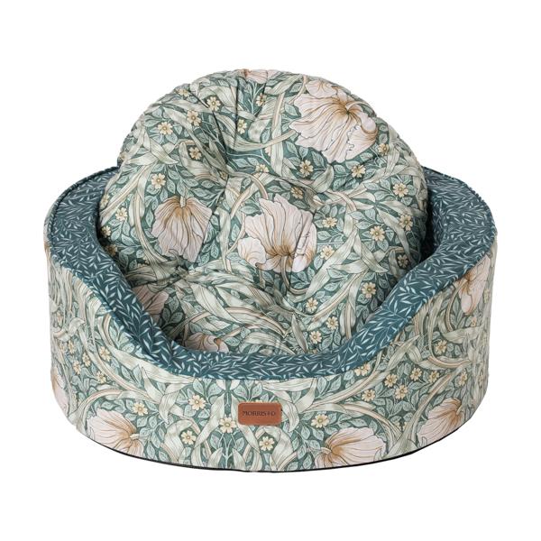 Morris & Co Pimpernel and Lily Leaf Oval Bed | Luxury Home Accessories | Heulog Glow