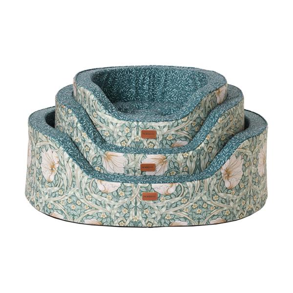 Morris & Co Pimpernel and Lily Leaf Oval Bed | Luxury Home Accessories | Heulog Glow