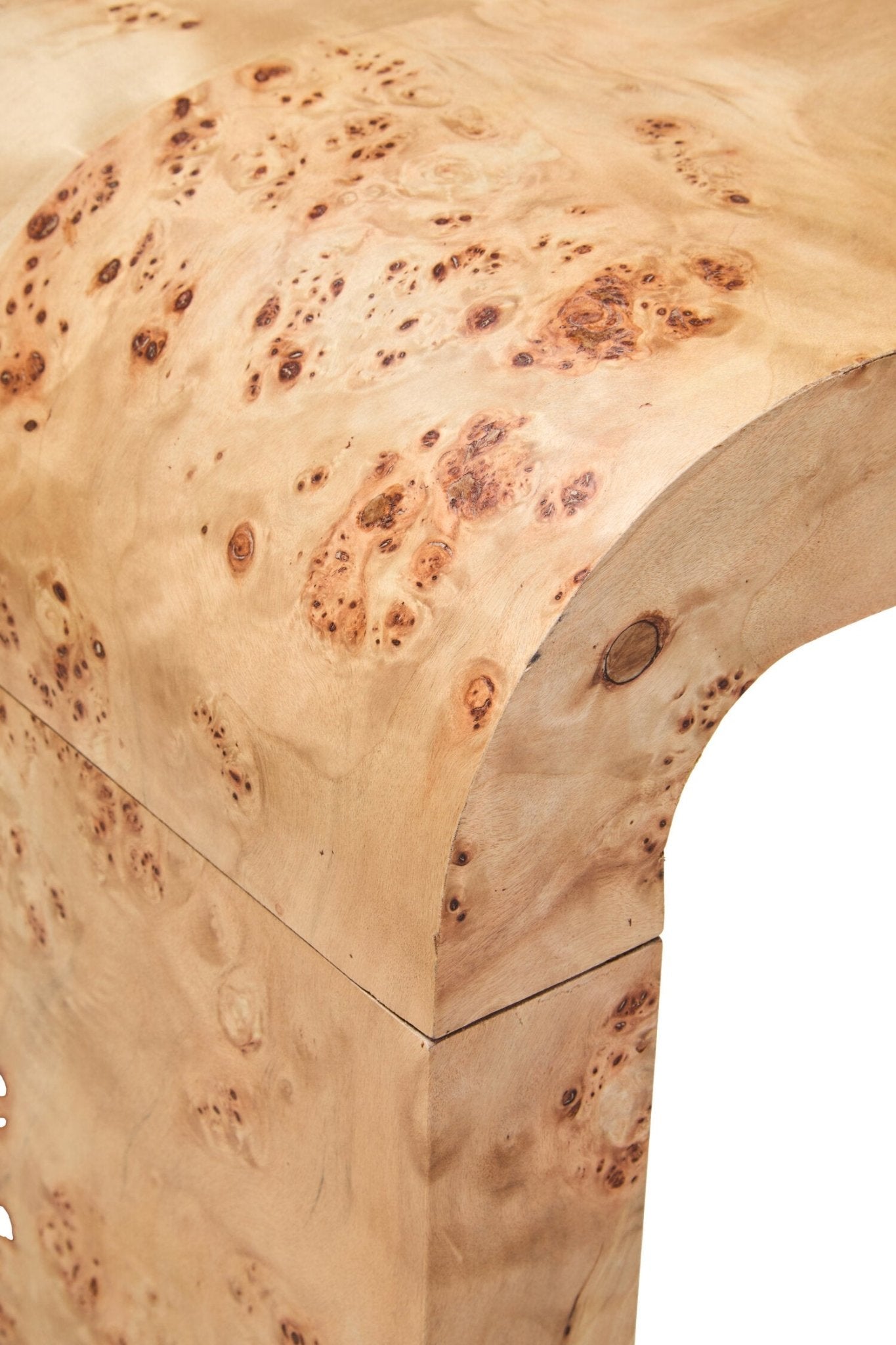 Mota Burl Wood Design Curved Console Table | Luxury Home Accessories | Heulog Glow