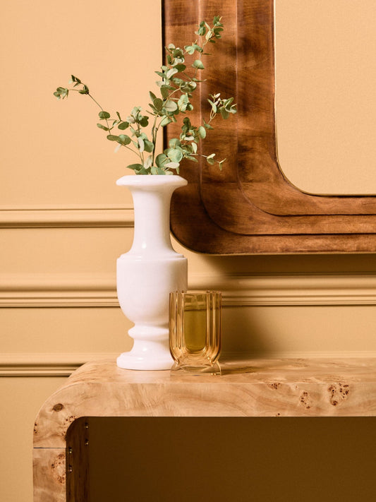 Mota Burl Wood Design Curved Console Table | Luxury Home Accessories | Heulog Glow