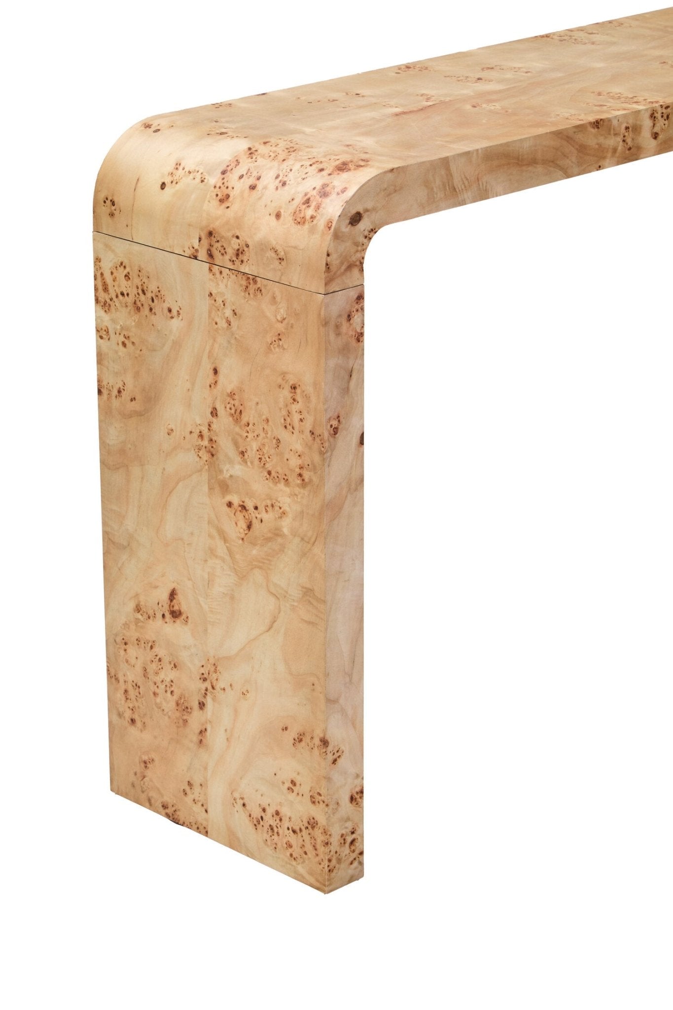 Mota Burl Wood Design Curved Console Table | Luxury Home Accessories | Heulog Glow