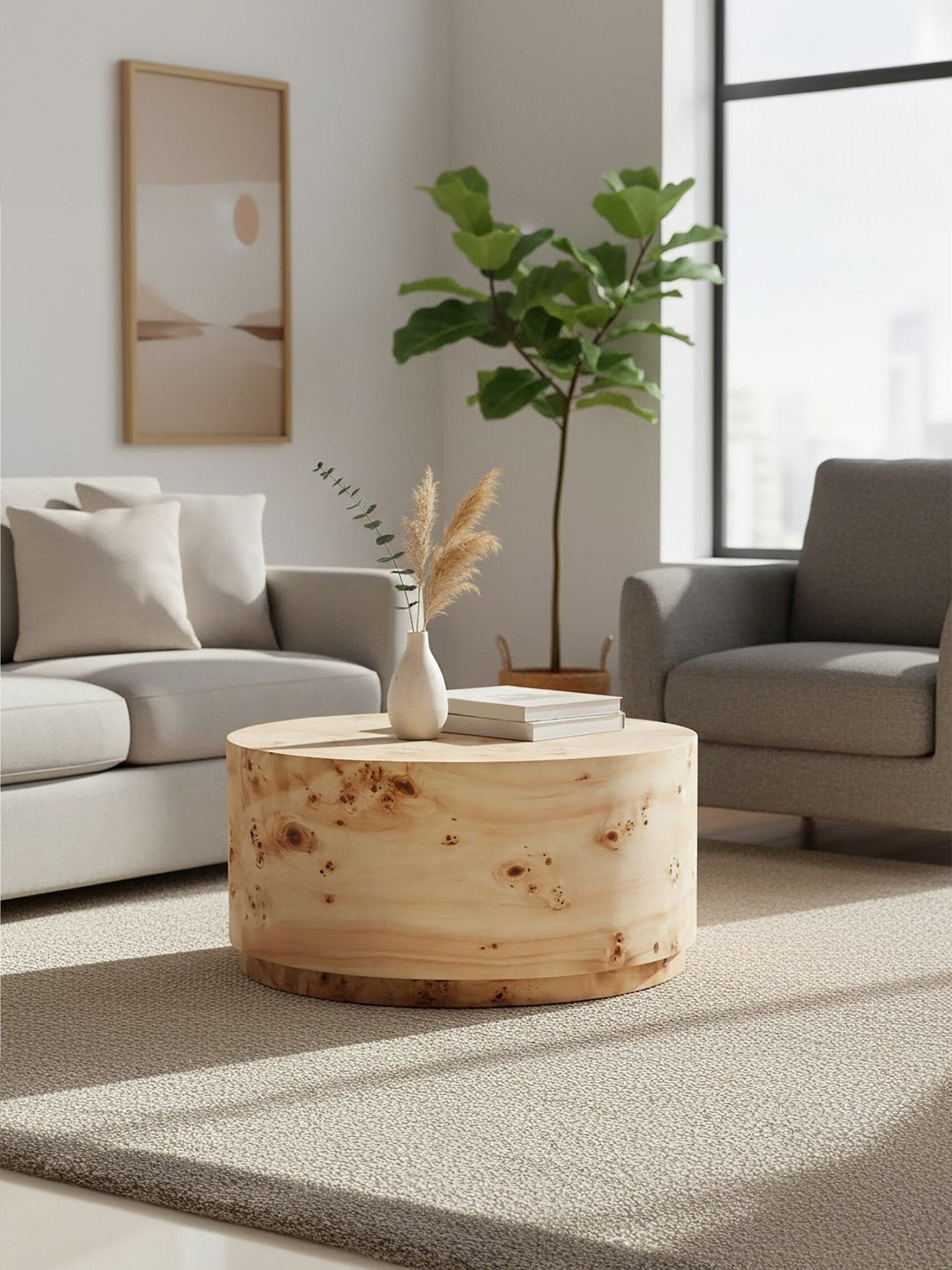 Mota Burl Wood Design Round Coffee Table | Luxury Home Accessories | Heulog Glow