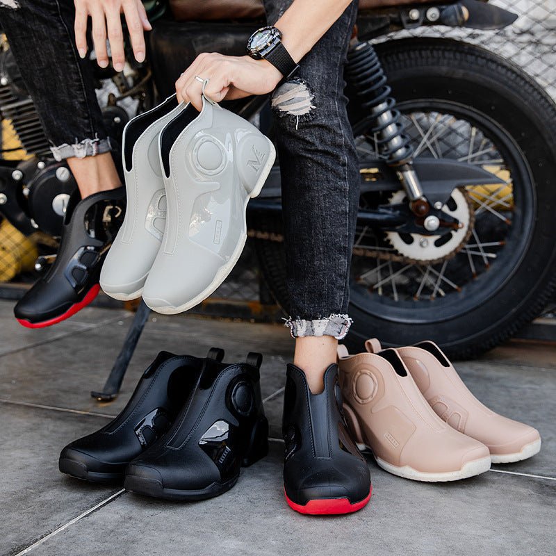 Motorcycle Rain Boots Men's Summer Youth Outdoor Non-slip Wading Shoes Fashion Low Top Flat Work Shoes Rubber Shoes | Luxury Home Accessories | Heulog Glow