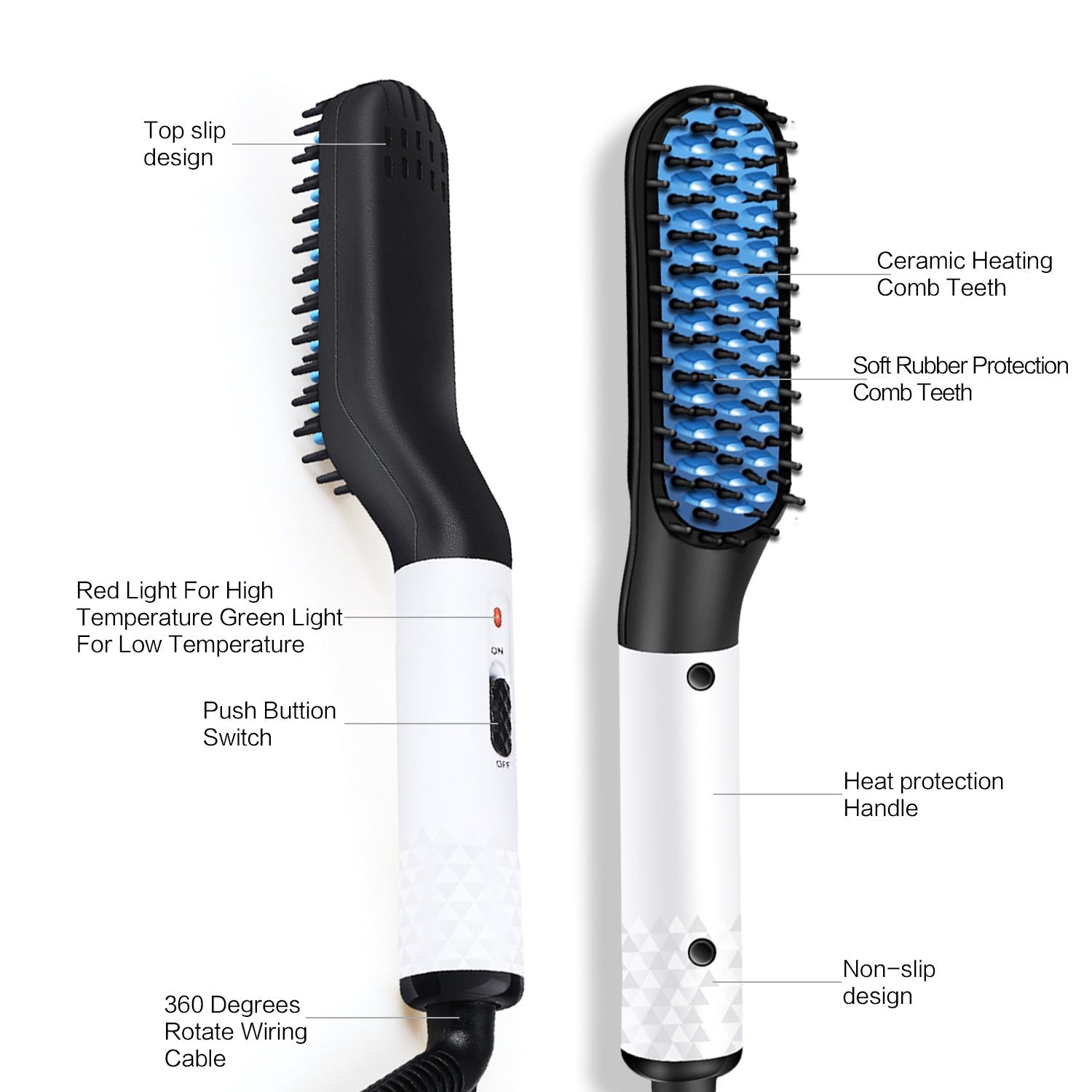 Multifunctional Hair Straightener Hair Comb Brush Men Beard Straightener Straightening | Luxury Home Accessories | Heulog Glow