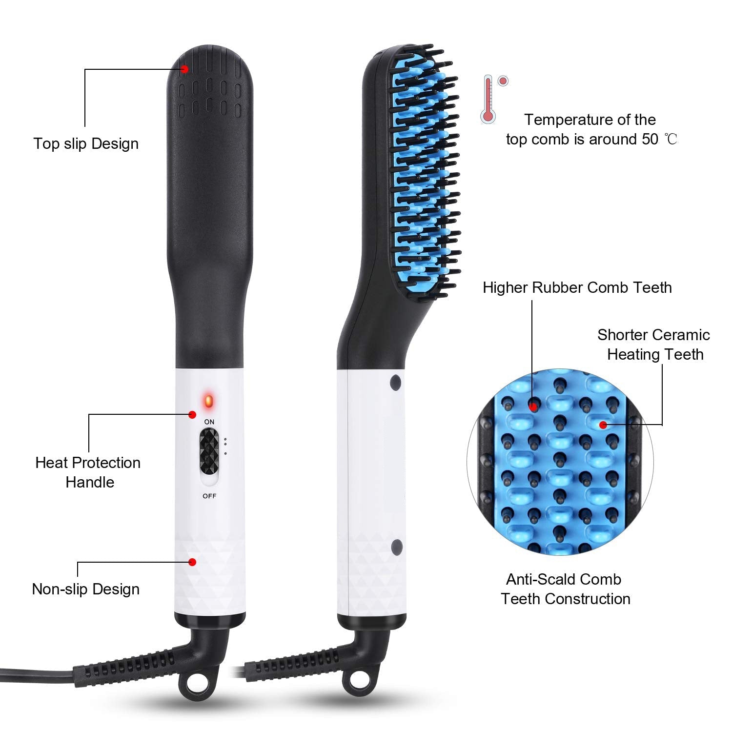 Multifunctional Hair Straightener Hair Comb Brush Men Beard Straightener Straightening | Luxury Home Accessories | Heulog Glow
