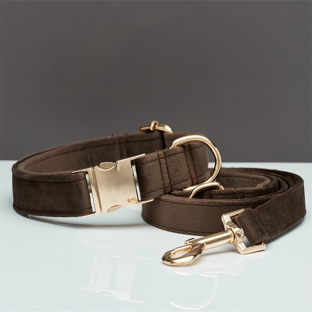Multiple Colour Velvet Personalise Dog Collar Leash Set With Bow | Luxury Home Accessories | Heulog Glow