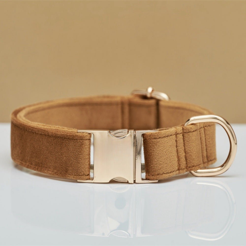 Multiple Colour Velvet Personalise Dog Collar Leash Set With Bow | Luxury Home Accessories | Heulog Glow