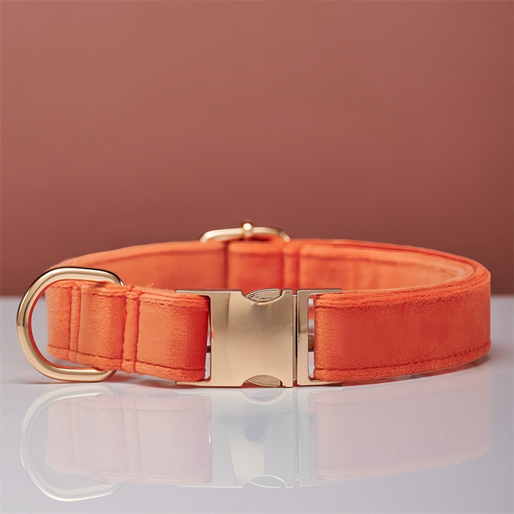 Multiple Colour Velvet Personalise Dog Collar Leash Set With Bow | Luxury Home Accessories | Heulog Glow