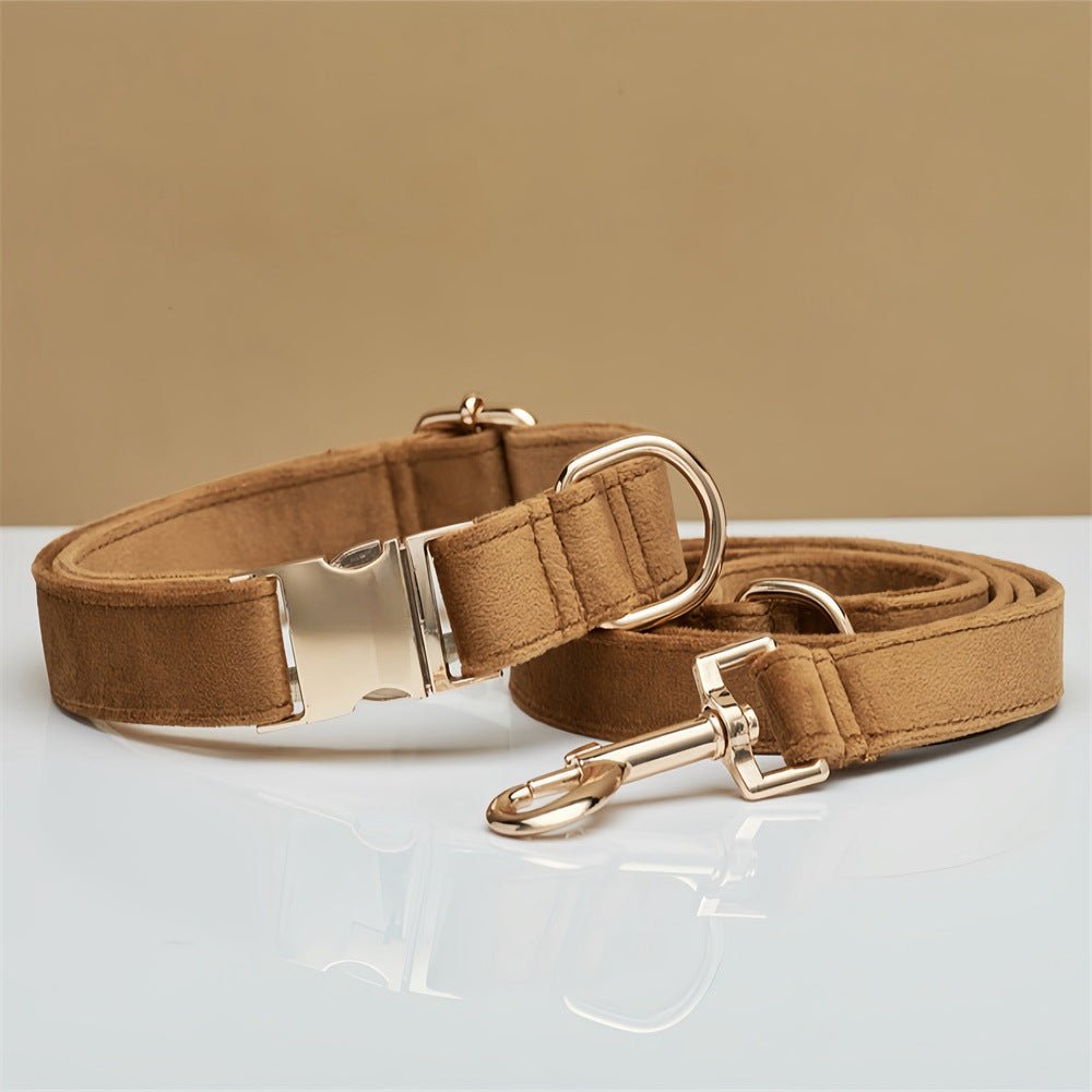 Multiple Colour Velvet Personalise Dog Collar Leash Set With Bow | Luxury Home Accessories | Heulog Glow