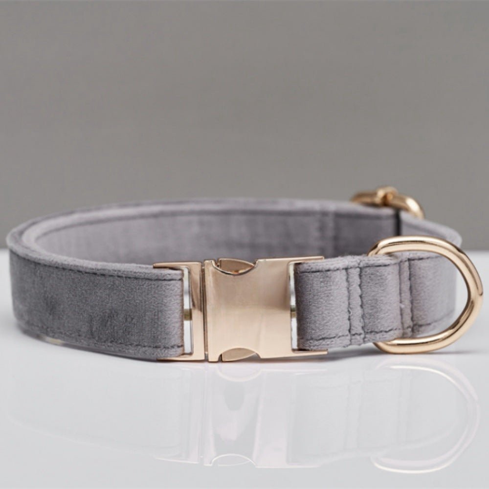 Multiple Colour Velvet Personalise Dog Collar Leash Set With Bow | Luxury Home Accessories | Heulog Glow