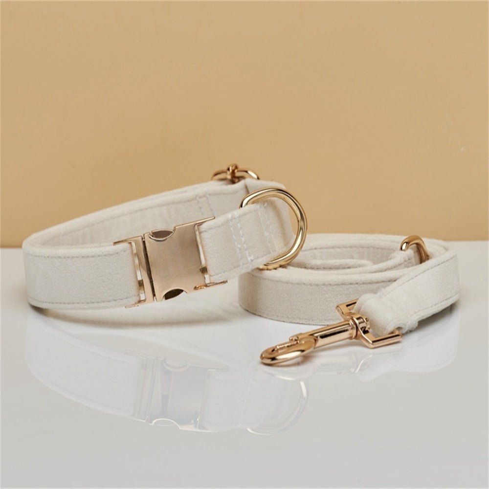 Multiple Colour Velvet Personalise Dog Collar Leash Set With Bow | Luxury Home Accessories | Heulog Glow