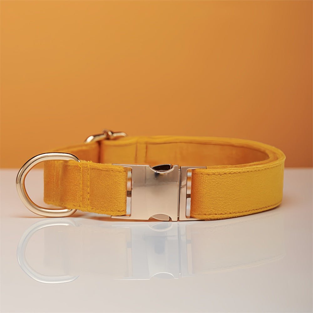 Multiple Colour Velvet Personalise Dog Collar Leash Set With Bow | Luxury Home Accessories | Heulog Glow