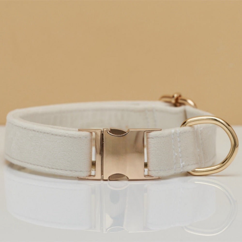 Multiple Colour Velvet Personalise Dog Collar Leash Set With Bow | Luxury Home Accessories | Heulog Glow