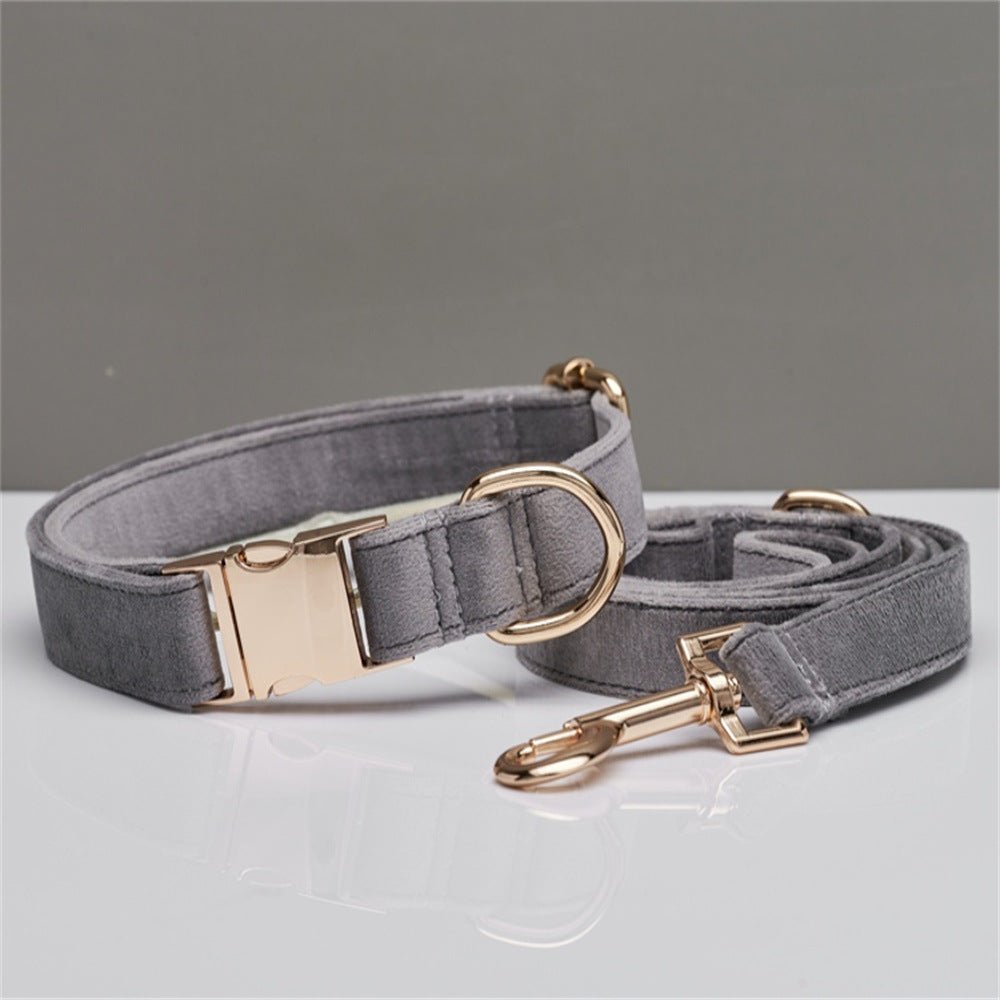 Multiple Colour Velvet Personalise Dog Collar Leash Set With Bow | Luxury Home Accessories | Heulog Glow