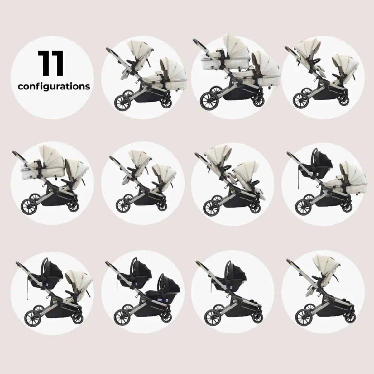 My Babiie MB33 Tandem Pushchair - Ivory | Luxury Home Accessories | Heulog Glow