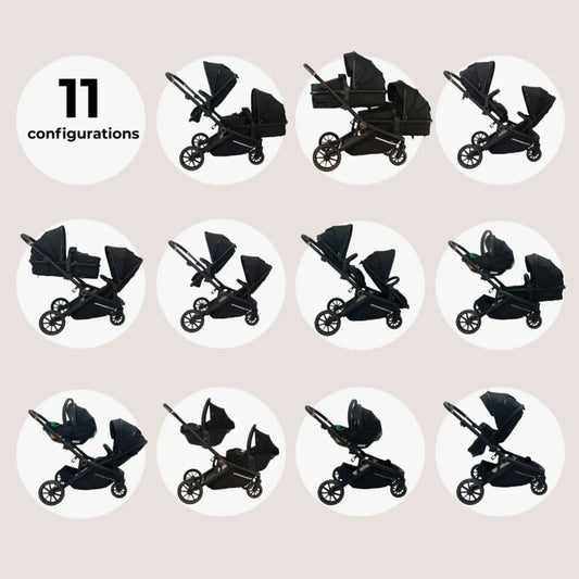 My Babiie MB33 Twin Travel System - Black Leopard | Luxury Home Accessories | Heulog Glow