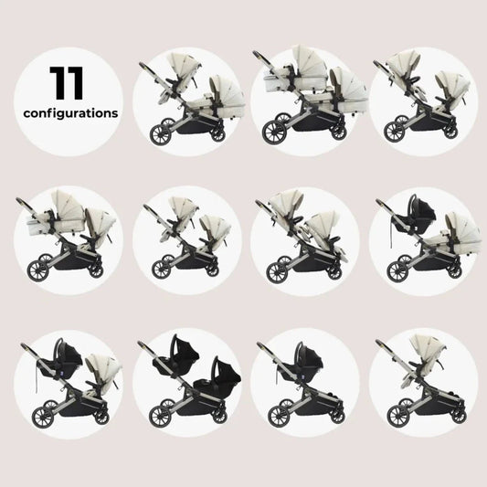 My Babiie MB33 Twin Travel System - Ivory | Luxury Home Accessories | Heulog Glow