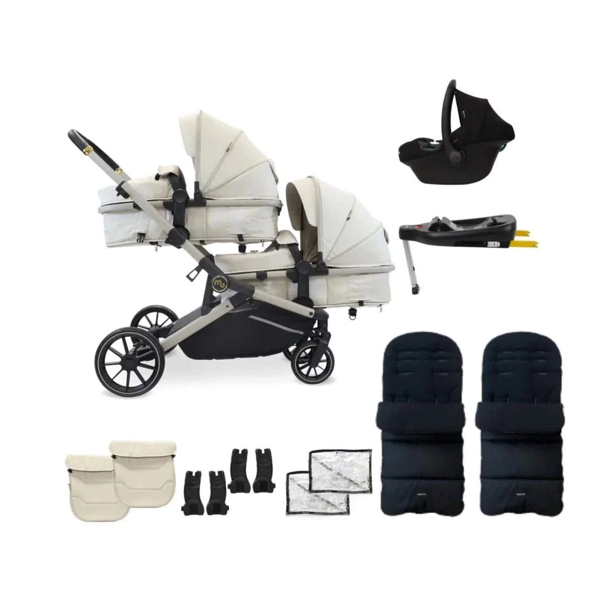 My Babiie MB33 Twin Travel System - Ivory | Luxury Home Accessories | Heulog Glow