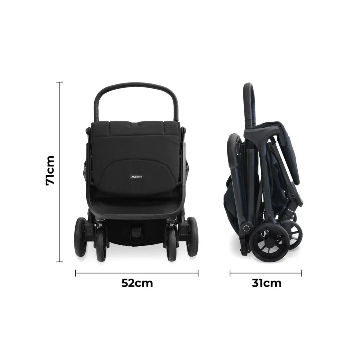 My Babiie MBX7 Auto-Fold Compact Stroller - Black | Luxury Home Accessories | Heulog Glow