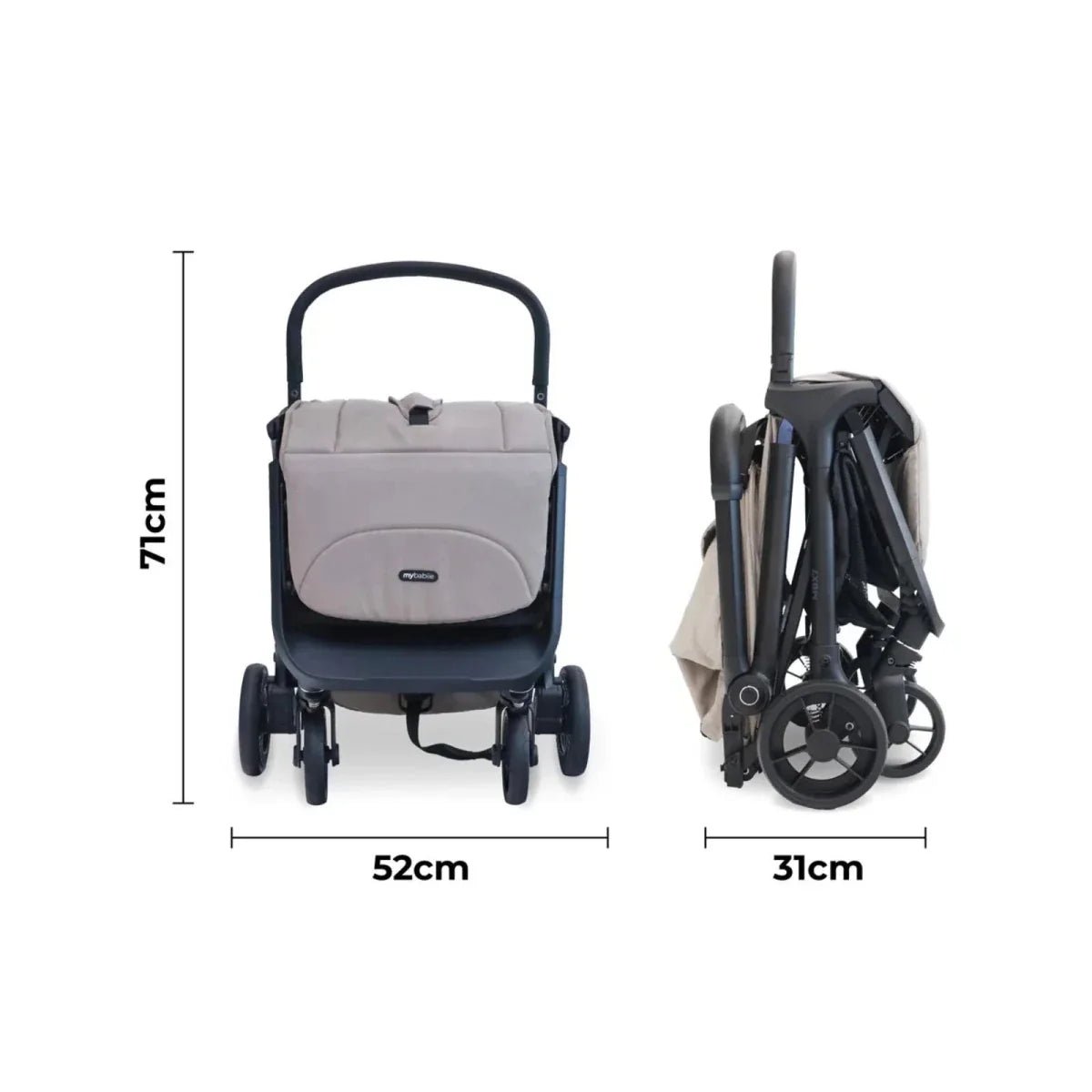 My Babiie MBX7 Auto-Fold Compact Stroller - Camel | Luxury Home Accessories | Heulog Glow