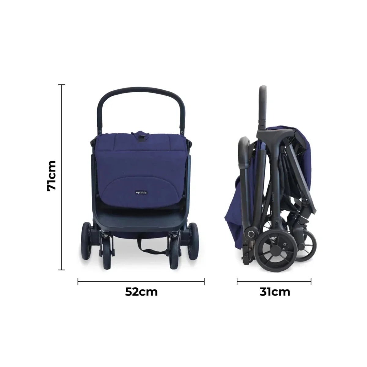 My Babiie MBX7 Auto-Fold Compact Stroller - Indigo | Luxury Home Accessories | Heulog Glow