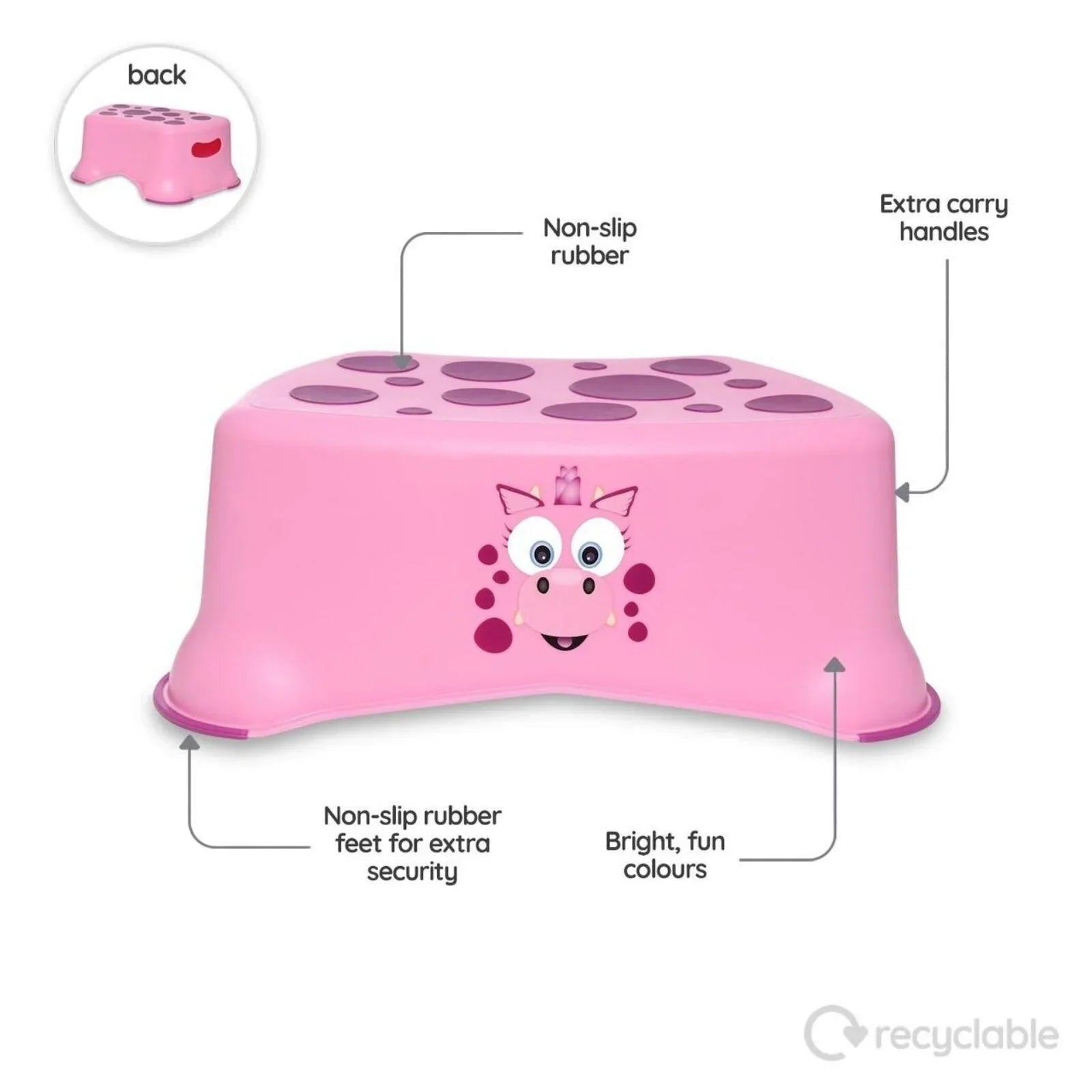 My Carry Potty - My Little Step Stool - Pink Dragon | Luxury Home Accessories | Heulog Glow