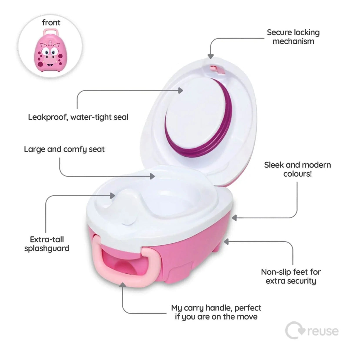 My Carry Potty - Pink Dragon | Luxury Home Accessories | Heulog Glow