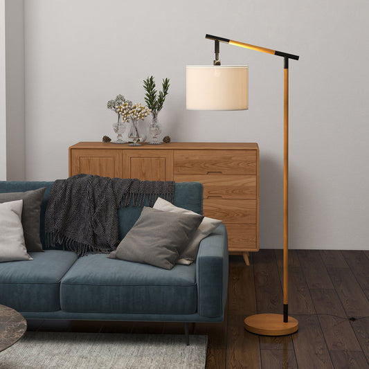 HOMCOM Metal Frame Floor Lamp with 350\'c2\'b0 Rotating Lampshade, for Living Room and Bedroom, LED Bulb Included, Brown