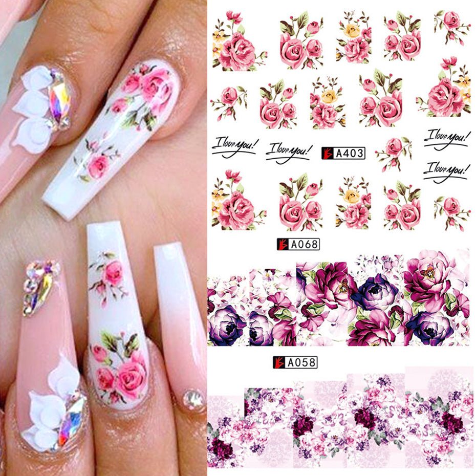 Nail Art Rose Nail Sticker Bowknot Lace Red Flower Nail Applique Eco-Friendly Nail | Luxury Home Accessories | Heulog Glow