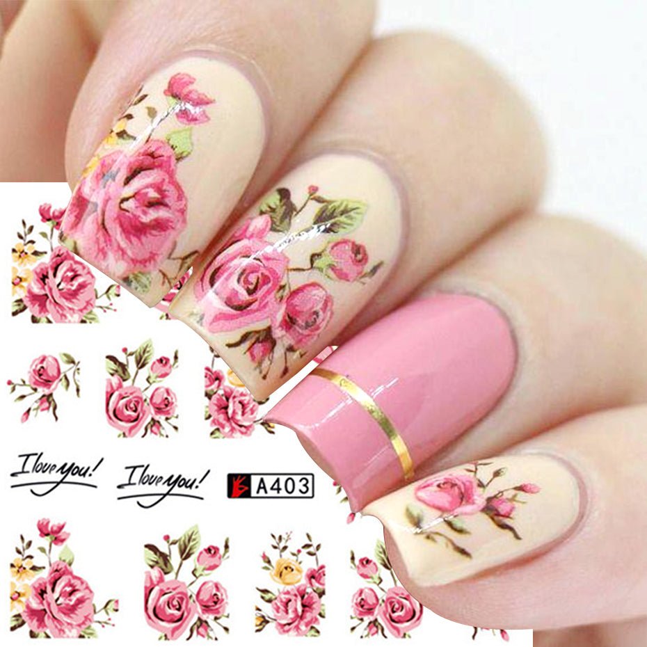 Nail Art Rose Nail Sticker Bowknot Lace Red Flower Nail Applique Eco-Friendly Nail | Luxury Home Accessories | Heulog Glow