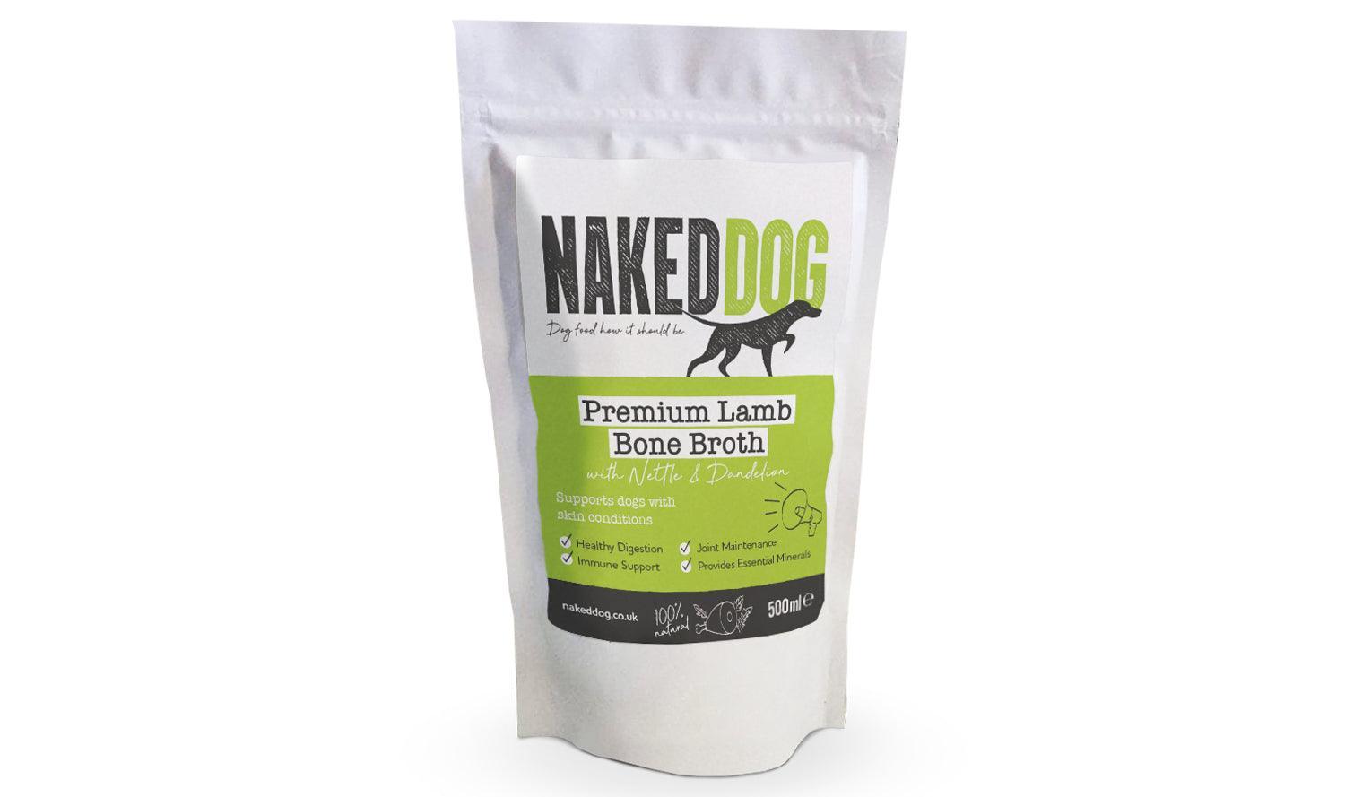 Naked Dog Premium Bone Broth Lamb with Nettle & Dandelion | Luxury Home Accessories | Heulog Glow