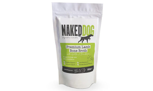 Naked Dog Premium Bone Broth Lamb with Nettle & Dandelion | Luxury Home Accessories | Heulog Glow