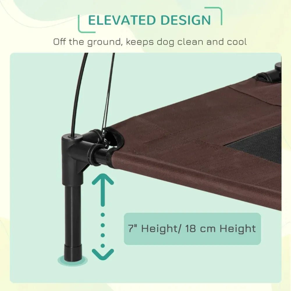 Nap & Chill Elevated Pet Bed: Breathable, Canopy Tent, Outdoor Brown - 61 cm | Luxury Home Accessories | Heulog Glow