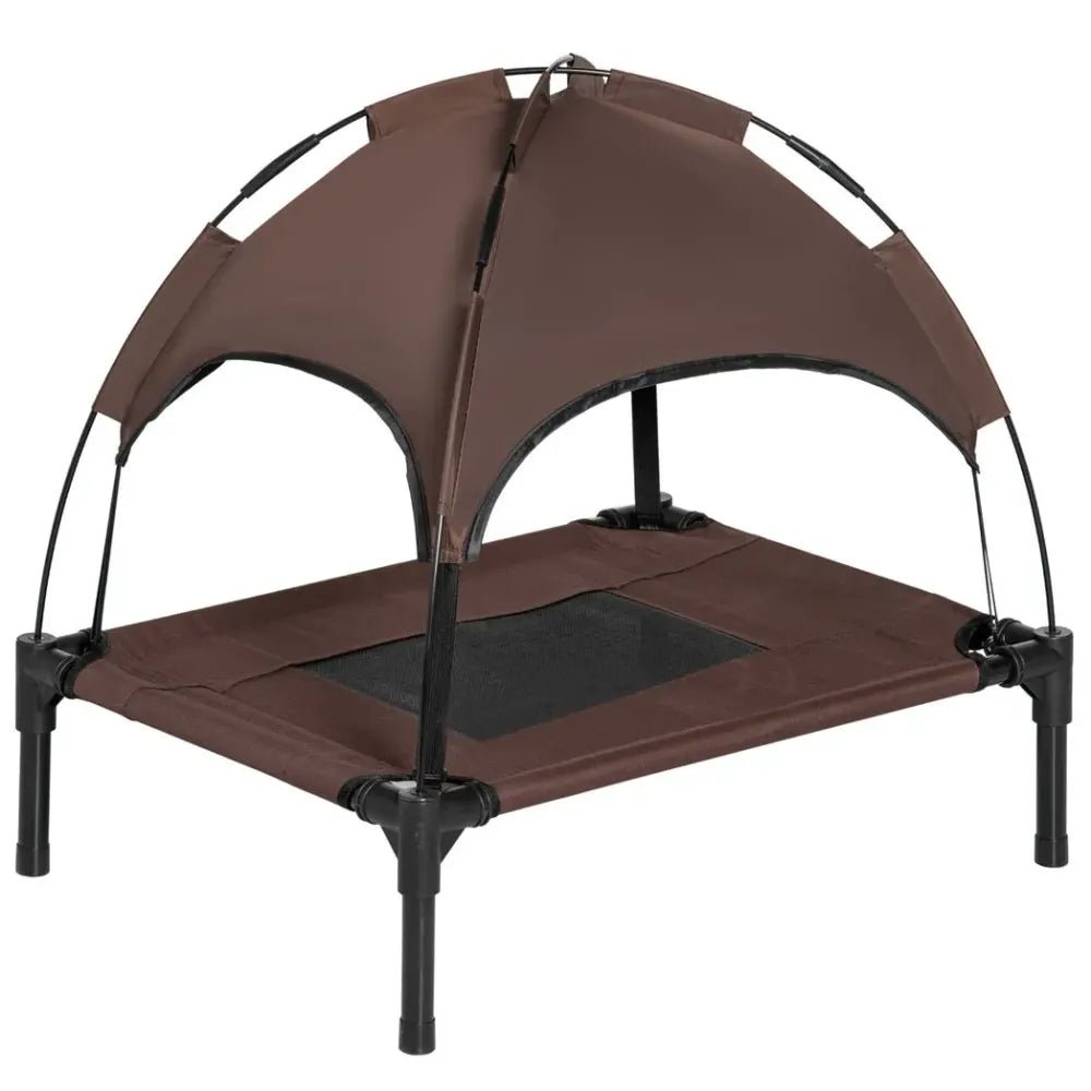 Nap & Chill Elevated Pet Bed: Breathable, Canopy Tent, Outdoor Brown - 61 cm | Luxury Home Accessories | Heulog Glow