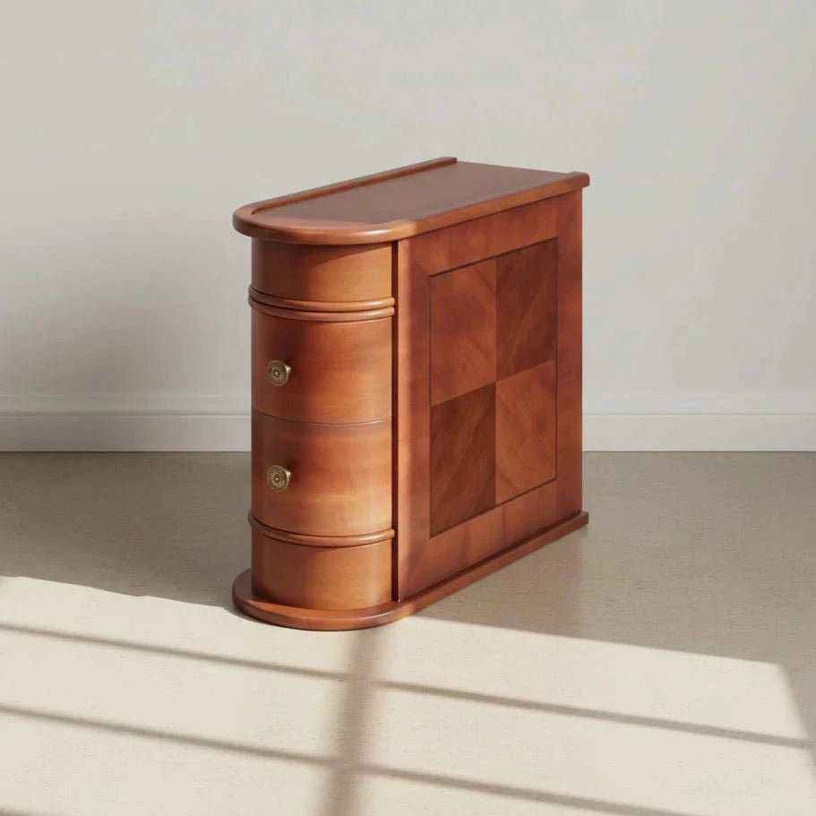Narrow Storage End Table - Sofa Side & Bedside Table with 2 Easy-Glide Drawers | Luxury Home Accessories | Heulog Glow
