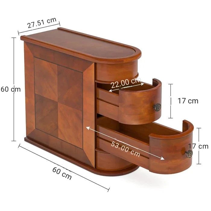 Narrow Storage End Table - Sofa Side & Bedside Table with 2 Easy-Glide Drawers | Luxury Home Accessories | Heulog Glow