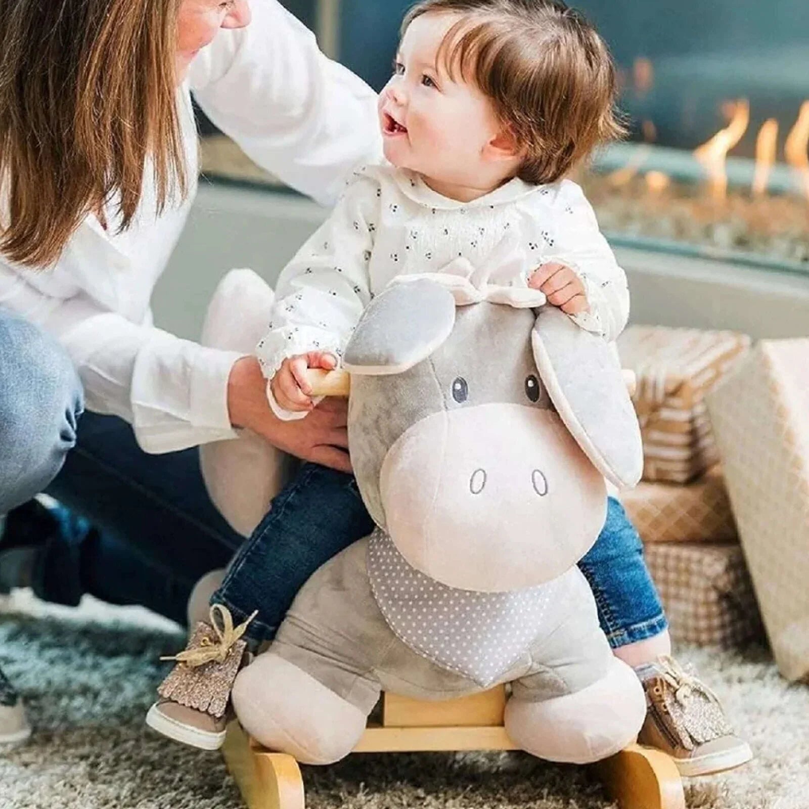 Nattou Cappuccino Donkey Rocker | Luxury Home Accessories | Heulog Glow