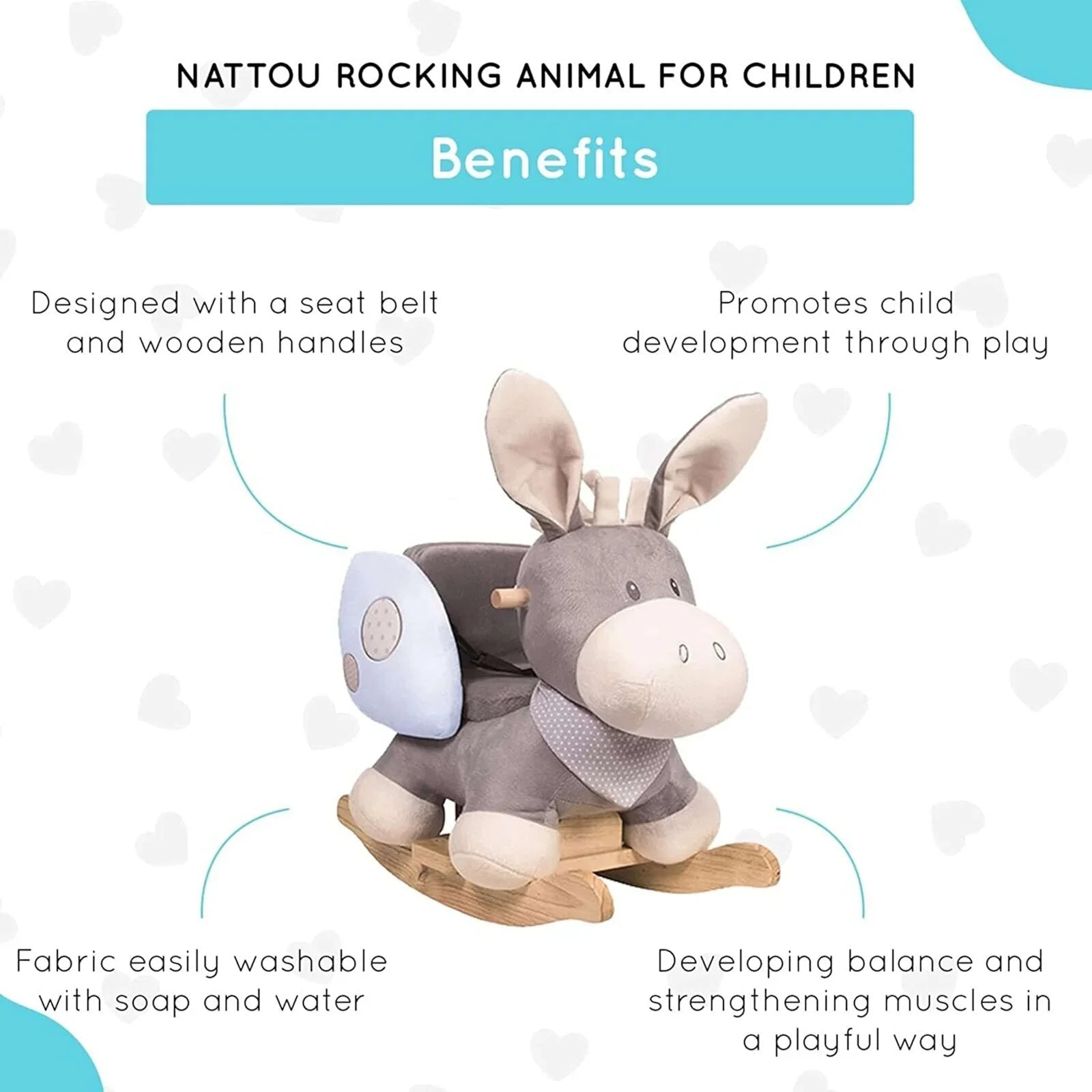 Nattou Cappuccino Donkey Rocker | Luxury Home Accessories | Heulog Glow
