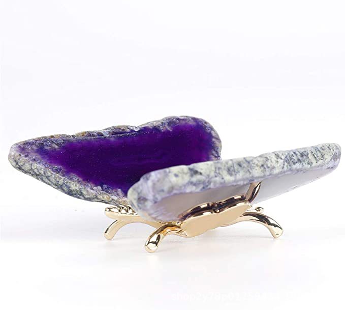 Natural Agate Butterfly Wings Light Luxury Mineral Ornament | Luxury Home Accessories | Heulog Glow