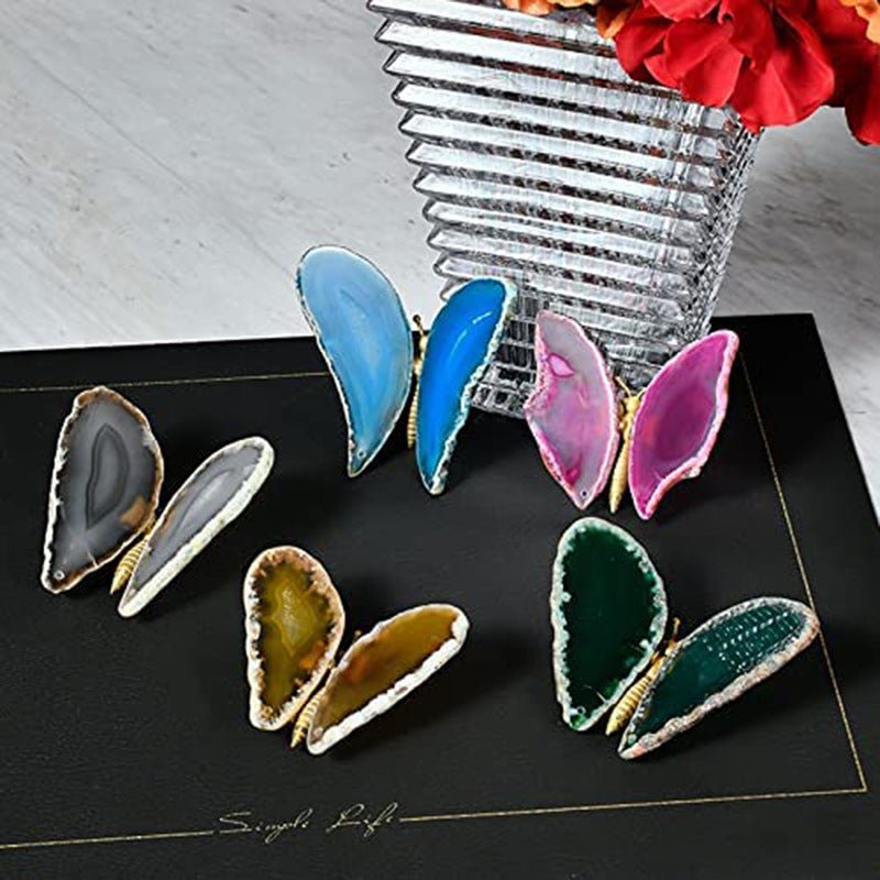 Natural Agate Butterfly Wings Light Luxury Mineral Ornament | Luxury Home Accessories | Heulog Glow