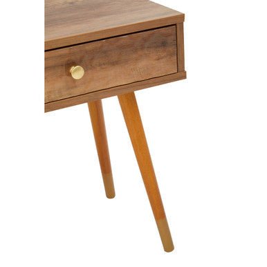 Natural Brown Wood Effect Bedside Table with 1 Drawer and Angular Legs | Frida | Luxury Home Accessories | Heulog Glow