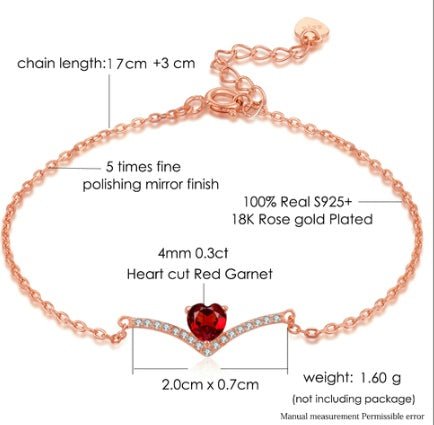 Natural heart shaped red pomegranate bracelet | Luxury Home Accessories | Heulog Glow